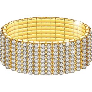 Eryi-Bracelets Extensibles En Strass, Bracelet Rivière En Diamants Étincelants, Bijoux De Mariage Empilables En Cristal Brillant Pour Femm - Neuf