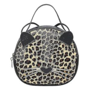 Sac de voyage chic marron noir blanc imprimé léopard avec oreilles de chat - Sac fourre-tout élégant pour filles, parfait pour les anniversaires et les aventures en plein air ! - Neuf