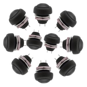 Lot de 10 boutons poussoirs ronds 12 mm-Pour bricolage-AC 1,5 A/230 V 12 V-Bouton non momentané-Noir - Neuf
