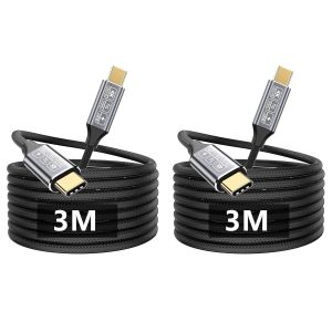 Cable USB C 3m,[3M/Lot de 2] USB 3.1 10gbps 100W USBC Charge Rapide,Transmission Video 4K@144Hz Câble USB C vers USBC Pour smartphone Mobiles,Moniteurs,Laptop, - Neuf