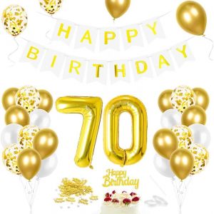 CAUC-Ballon 70er anniversaire dor&eacute;, d&eacute;coration d'anniversaire 70 an, ballon g&eacute;ant en aluminium num&eacute;ro 70, joyeux anniversaire ballon en aluminium 70, ballon 70 d&eacute;coration pour l'anniversaire homme fe - Neuf