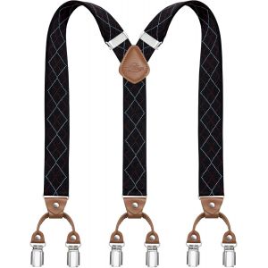 Cauc-Bretelles Pour Hommes Avec 6 Pinces M&eacute;talliques En Y Ajustables Bretelles Pour Pantalons Bretelles &Eacute;lastiques Robustes Pour Hommes - Neuf