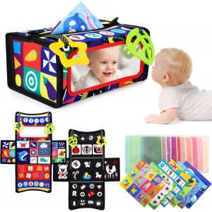 MDY-Boîte à Mouchoirs 6 Mois Jouets Sensoriels,Boîte à Mouchoirs Jouets pour Bébé,avec Couleurs,Textures,Sons-Nouveaux Jouets Sensoriels pour 3-12 Mois - Neuf