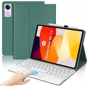 Clavier avec Touchpad pour Redmi Pad SE 11"" 2024, AZERTY Français Clavier Bluetooth Magnétique Détachable avec Touchpad pour Tablette Xiaomi Redmi Pad SE 11"", Vert foncé - Neuf