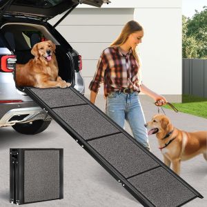 Rampe Pour Chien Voiture Pliable Extra Longue 175cm,Rampes D'accès Voiture Pour Chien Avec Surface Antidérapante,Échelle De Voiture Pliante Escalier Pour Grands Chiens,Supporter Un Poids De 115kg - Neuf