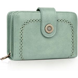 CAUC-Portefeuille Femme Vintage en Simili Cuir - Porte Monnaie Zipp&eacute; avec 16 Cartes et RFID Blocage - Portefeuille Moyen Cadeau &Eacute;l&eacute;gant pour Femme (Coffret Cadeau Inclus) - Neuf