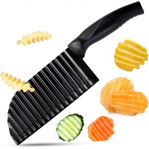 Oayew-Trancheuse &Agrave; Frites, Couteau &Agrave; Vagues, Coupe L&eacute;gumes Ondul&eacute;, Coupe Frites En Acier Inoxydable, Couteau Tranches Pomme Terre, Pour Pommes De Terre, Carotte, Gaufre Ou L&eacute;gumes - Neuf
