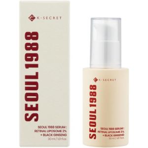 Seoul 1988 S&eacute;rum : Liposome R&eacute;tinal 2% + Ginseng Noir,30 Ml/1,01 Fl.Oz|58% D'extrait De Ginseng Noir|S&eacute;rum R&eacute;tinal,Bakuchiol,Vitamine C & 3 Peptides Pour Soin Des Rides|Cor&eacute;en - Neuf