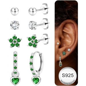 Kal-Boucles D'oreilles Femme Argent 925 Plaqué Or 14k Créoles Argent Boucles D'oreilles Piercing Oreille Helix Cartilage Petites Boucles D'oreilles Femme Or Pour Piercings Multiples - Neuf