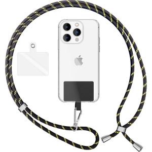 Maa-Lanière Universelle Coloré Pour Telephone Portable, Cordon Tour De Cou Pour Smartphone, Porte Clef Chaine Réglable Avec Crochet Métallique E Carte, Sangle Pour Épaule, Couleur:Noir Jaune - Neuf