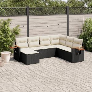 Prolenta Premium - Salon De Jardin 7 Pcs Avec Coussins Noir R&eacute;sine Tress&eacute;e - Neuf