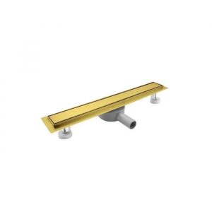 Caniveau de Douche Lin&eacute;aire 110 cm Or Acier Inoxydable avec Siphon Plat Rotatif 360 et Grille R&eacute;versible &agrave; Carreler 2 en 1 - Neuf