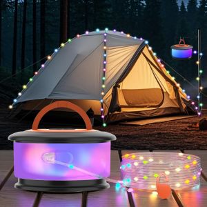Jgd-Guirlande Lumineuse De Camping, Guirlande Lumineuse R&eacute;tractable Pour Camping, 19 Modes D'&eacute;clairage, Lumi&egrave;res D'ext&eacute;rieur Rechargeables, Guirlande Lumineuse Portable De 10 M Pour F&ecirc;te, Camping, - Neuf
