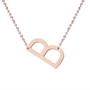 Colliers Tendance En Acier Inoxydable Avec Pendentif En Forme D'alphabet, Or Rose B - Neuf