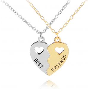 Kal-2 Pièces Bff Colliers Collier Amitié Meilleur Amis Collier Coeur Pour Filles Cadeaux D'anniversaire Pendentif Chaîne Cadeaux Cadeaux - Neuf