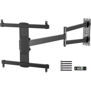 MEVRONISSHOP-Support mural TV avec bras long de 830 mm pour t&eacute;l&eacute;viseur de 26 &agrave; 65 pouces jusqu'&agrave; 45 kg, inclinable, bras articul&eacute; pivotant &agrave; 180&deg;, support TV d'angle VESA max. 400 x 400 mm - Neuf