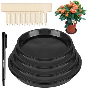 Eryi-16 Pièces Soucoupe Pot Fleur, Coupelle Pot De Fleur En Plastique, Rondes Dessous De Pot De Fleur Avec Étiquettes De Plantes, Stylo De Marquage Pour Plantes D'intérieur Et D'extérieur - Neuf