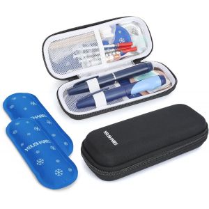 KALANKA-Pochette Isotherme Insuline avec Poche Glacière à Insuline - Trousse Isotherme Insuline, Sac Isotherme Insuline Medicament Voyage, Pochette Stylo Insuline, Seringue, Approuvés par TSA, Noir - Neuf