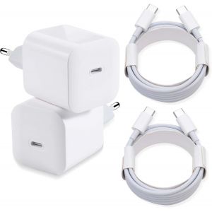 ChenQuanSarl-Chargeur Usb C 25W, 2-Pack Pr Usb C Chargeur Rapide Avec 2X2M Cable Usbc Rapide Pour Samsung Galaxy Iphone Mini Se X Xs Xr Ipad Huawei Xiaomi,Pr Usbc - Neuf