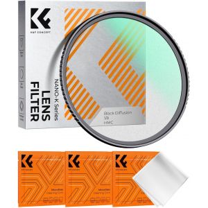 Black Diffusion Filter 1/8 55 mm and 3 Vacuum Packed Cleaning Cloths Black-Mist Cinematic Effect Filter for Digital Camera Lens (K-Series) - Neuf