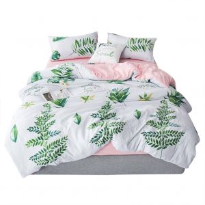 Hjlian Parure De Lit Confortable En Polyester Respirant, Taie D'oreiller, Drap Plat, Housse De Couette (Pour Lit De 1,8 M) - Neuf