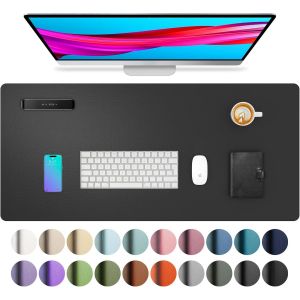 KALANKA-Sous-main, tapis de bureau en cuir PU, tapis de souris, protection de bureau antidérapante, bloc-notes de bureau étanche pour le bureau et la maison (80 cm x 40 cm, noir) - Neuf