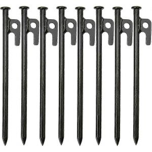 Lot De 8 Piquets De Tente Robustes En Fer Forgé De 20 Cm, Avec Crochet Et Trou, Pour Le Camping, Les Voyages, La Randonnée, Le Jardinage, Les Grands Rochers - Neuf