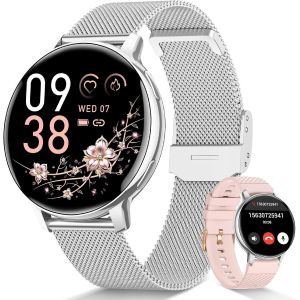 Montre Connect&eacute;e Femme avec Appel, 1.39"" HD Smartwatch avec 120+ Modes Sport, 24H Fr&eacute;quence Cardiaque, Sant&eacute; Au F&eacute;minin, Sommeil, SpO2, Podom&egrave;tre, Calories IP68 Montre Femme Android iOS Argent&eacute; - Neuf