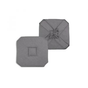 Coussin Galette De Chaise 4 Rabats 40x40cm Anthracite Chinee - Neuf