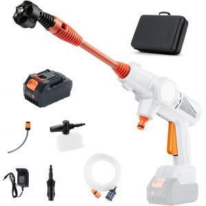MEVRONISSHOP-Nettoyeur Haute Pression sans Fil 60Bar/870PSI: Pistolet Lavage Autonome sur Batterie 21V 4.0Ah - R&eacute;glable avec Buse Rotative 360&deg; - Portable Tuyau 5m pour Voiture/Terrasse/Balcon/Facade - Neuf