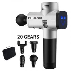Phoenix A2 Pistolet De Massage Relaxation Musculaire Masseur De Tissus Profonds Vibrateur Dynamique Dos Portable Affichage Portatif Pistolet De Massage Fascia-Lcd-4 Têtes Argent - Neuf