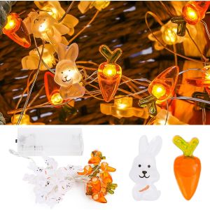 KAL-Guirlande Lumineuse De Pâques 2 M 20 Led Led Lapin Guirlande Lumineuse Guirlande Lumineuse Led Décoration De Pâques Guirlande Lumineuse Carottes Lumières - Neuf