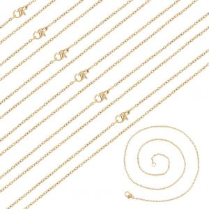 Kal-20 Brins 45cm Cha&icirc;nes En Acier Inoxydable 304, 1.5mm Mince Cha&icirc;ne C&acirc;ble De Lien De Collier Avec Fermoirs Homard Cha&icirc;nes Crois&eacute;es Cha&icirc;ne Pour Fabrication Collier Extension De Bracelet, Or - Neuf