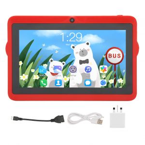 Tablette enfant 7 pouces 5G Wi-Fi double bande 2 Go 32 Go Processeur Octa Core avant 200 W arriere 500 W IPS HD Tablette 100-240 V pour android 10 Rouge Prise UK - Neuf