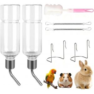 Kalanka-Biberon Lapin Pour Cage 2 Pi&egrave;ces, Abreuvoir Lapin Accessoires, Biberon Cochon D'inde, Gamelle Furet, Mangeoire, Biberon Hamster, Abreuvoir Oiseaux Cage, 350ml X2 - Neuf