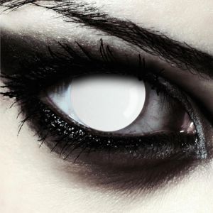 Kgabery-Lentilles De Couleur Complètement Blanc Pour Halloween Costume De Zombie, 1 Paire (2 Pcs), Sans Correction + Étui À Lentilles ""Blind White - Neuf