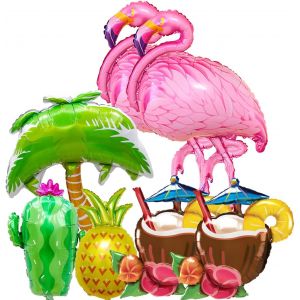 ChicSlick-7 Pcs Ballons Hawaïens, Ballons En Aluminium Hawaïen, Ballon Hawaï Rose, Ananas Cactus Ballon, Hawaïenne Ballon Géants Décorations, Décoration Fête Hawaii, Décorations Pour De Summ[X1552] - Neuf