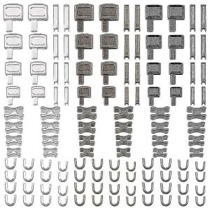 120pcs Kit De Réparation De Curseurs De Fermeture À Glissière En Métal Avec 4 Tailles De Butées Inférieures,Goupilles D'insertion Et Dispositifs De Retenue Pour Accessoires De Vêtements - Neuf