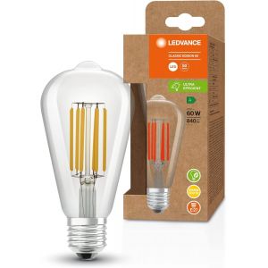 Lampe À Économie D'énergie À Led, Filament Edison, E27, Blanc Chaud (3000k), 4 Watts, Remplace Une Ampoule De 60w, Très Efficace Et Économe En Énergie, Pack De 1 - Neuf