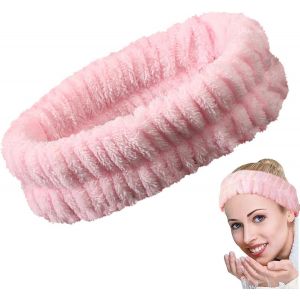 Bandeau Maquillage, Bandeau Maquillage Cheveux Femme, Bandes De Poignet Faciales En Flanelle Pour Femme, Élastique Bandeaus Soin Visage Pour Lavage Du Visage (Noir, L) - Neuf