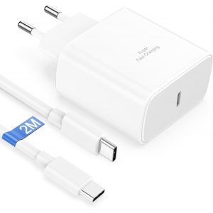 45W Chargeur Usb C Charge Rapide Pour Samsung Galaxy S25 S24 Ultra S24+ S23 S22 S21S20 Note A15 A13 A53,Chargeur Ultra Rapide Samsung Prise Chargeur Type C Adaptateur Secteur Usb C Avec 2M C&acirc;ble Bla - Neuf