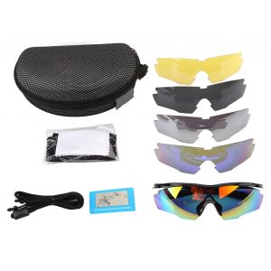 Lunettes De Cyclisme Unisexes En Plastique Avec Protection Uv (Noir Brillant) - Neuf