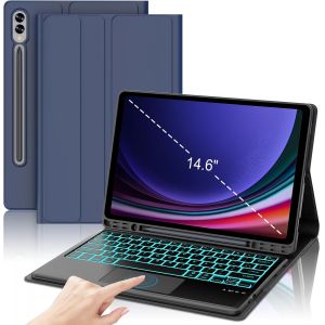 Étui Clavier Avec Trackpad Pour Samsung Galaxy Tab S9 Ultra 14.6"" 2023, Azerty Français Clavier Bluetooth Avec Pavé Tactile Pour Samsung Tab S9 Ultra, Bleu - Neuf