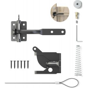 ChenQuanSarl-Verrou De Portail Verrouillage Automatique, Serrure Métal À Boulon, Loquet Acier À Gravité Clôture Jardin,Noir, Avec 6 Vis, Pour Portail En Bois Et Portail De Clôture Portail De Clôture - Neuf