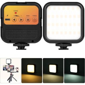 HUBI-Lampe Vidéo Led Avec 3 Cold Shoe,3Modes Dimmable 3000K-7000K Lumière Caméra,Lumiere Video Conference,Lumiere Photo Panneau Led Pour Vlog,Youtube,Vidéoconférence (Avec Design À Clip) - Neuf