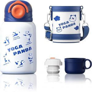 Gourde Thermique Pour Enfants 450 Ml En Acier Inoxydable Sans Bpa ¿ Compatible Pour Les Enfants De 1 À 6 Ans ¿ Avec 2 Bouchons Et Sac Porte-Bouteilles Inclus ¿ Convient Pour Une Utilisation À - Neuf
