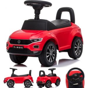 KSFAL-Voiture À Pousser Volkswagen T-Roc Avec Licence Dès 12 Mois Avec Boîte À Gants,Jantes Chromées,Klaxon Et Mélodies (Rouge) - Neuf