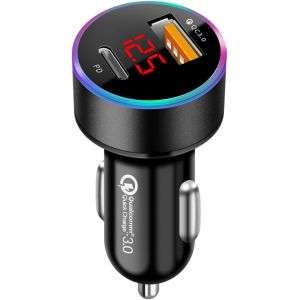 Adaptateur de chargeur de voiture rapide USB C, adaptateur allume-cigare 12 V, prise USB pour iPhone 16e/16, 15 Pro Max, 14, 13 Plus, Samsung S25, S24 Ultra S23 Plus, iPad, Google Pixel 9 - Neuf