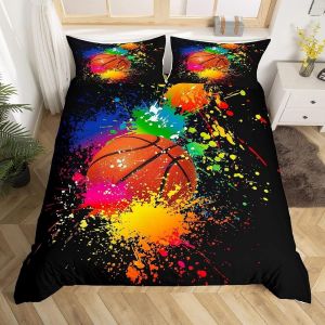 Housse De Couette X Cm Enfant Basket Noir Parure De Lit Personne Avec Fermeture &iquest;&iquest;Clair Doux Confortable Respirant Microfibre Housse De Couette Et Taie D'oreiller X Cm - Neuf