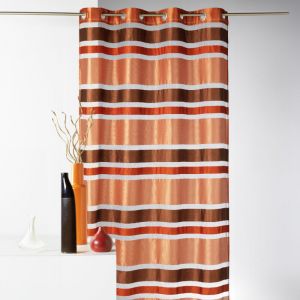 Voilage En Organza Rayures Horizontales Marron Chocolat 140x240 Cm - Neuf